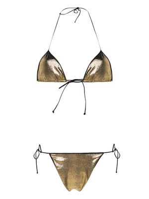 Reina Olga Sam snakeskin-print bikini set - Gold