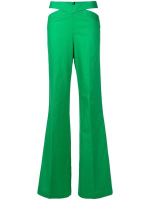 Reinaldo Lourenço cut-out waistband flared trousers - Green