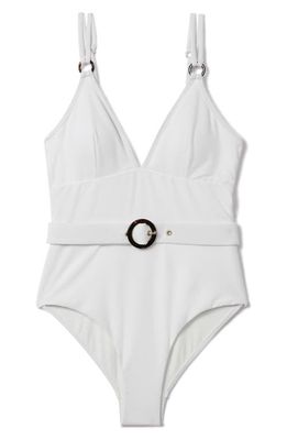 Reiss Alora Belted One-Piece Swimsuit in White