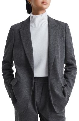 Reiss Amalie One-Button Wool Blazer in Charcoal