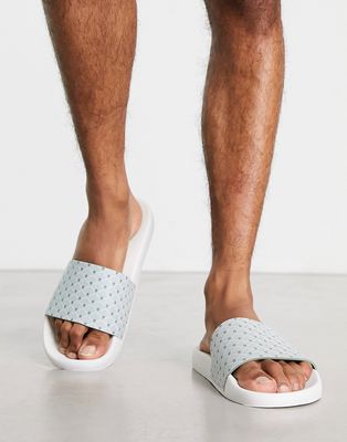 Reiss ashley pool sliders in sage print-Green