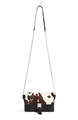 Reiss Aubrey Genuine Calf Hair & Leather Crossbody Bag in Cow Print