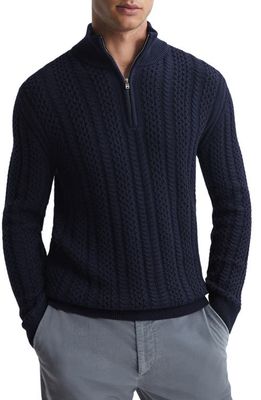 Reiss Bantham Quarter Zip Sweater in Navy