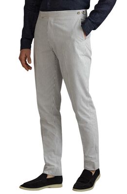 Reiss Barr Stripe Flat Front Cotton Suit Pants in Soft Blue/White