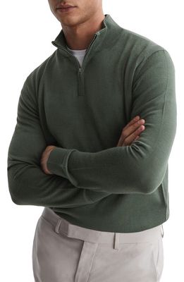 Reiss Blackhall Wool Quarter-Zip Sweater in Ivy Green