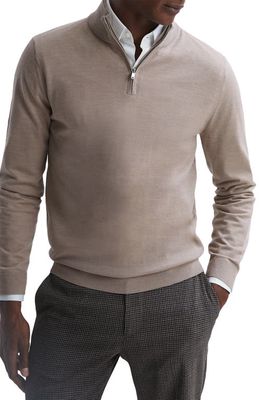 Reiss Blackhall Wool Quarter-Zip Sweater in Mink
