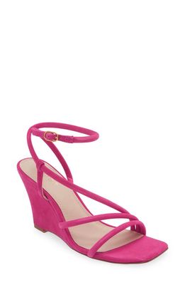 Reiss Cassie Ankle Strap Wedge Sandal in Hot Pink