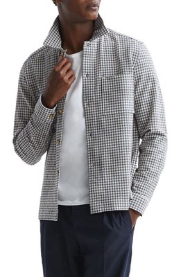 Reiss Cathu Check Cotton Blend Overshirt in Grey/White