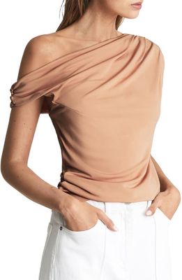 Reiss Celia Ruched One-Shoulder Top in Blush