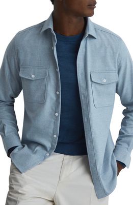 Reiss Chaser Twill Button-Up Shirt in Soft Blue Melange