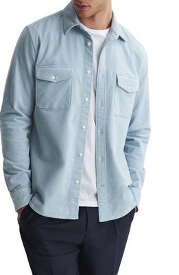 Reiss Cialini Cotton Stretch Twill Button-Up Shirt in Soft Blue