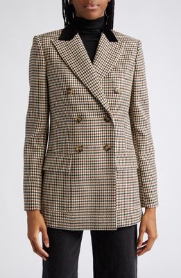 Reiss Cici Houndstooth Check Wool Jacket in Brown Multi