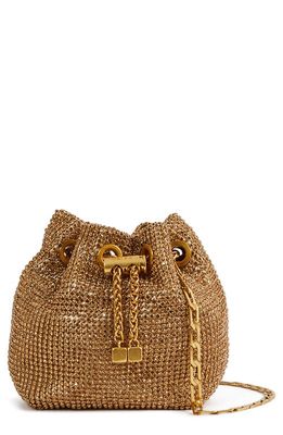 Reiss Demi Crystal Mesh Bucket Bag in Gold