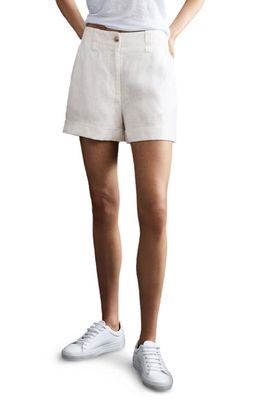 Reiss Demi High Waist Linen Shorts in White