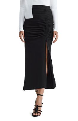 Reiss Eleanor Ruched Maxi Skirt in Black