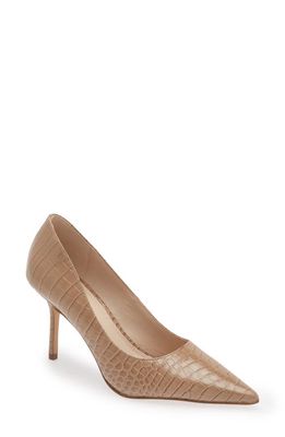 Reiss Elina Embossed Pointed Toe Pump in Soft Truffle