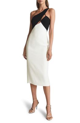 Reiss Elodie One-Shoulder Cutout Midi Dress in White
