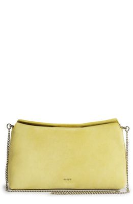 Reiss Evie Suede Clutch in Parakeet Yellow