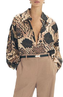 Reiss Flora Snakeskin Print Silk Blend Shirt