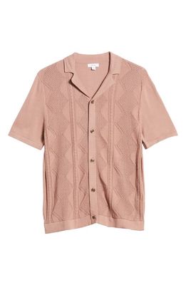 Reiss Fortune Cable Cotton Polo Sweater in Rose