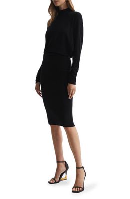 Reiss Freya Mock Neck Long Sleeve Sweater Dress in Black