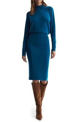 Reiss Freya Mock Neck Long Sleeve Sweater Dress in Blue