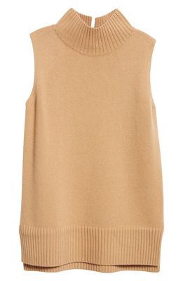 Reiss Gazelle Mock Neck Sleeveless Wool & Cashmere Sweater in Camel