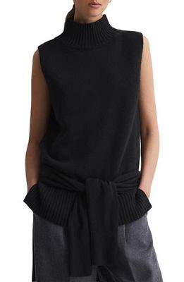 Reiss Gazelle Sleeveless Wool & Cashmere Blend Turtleneck Sweater in Black