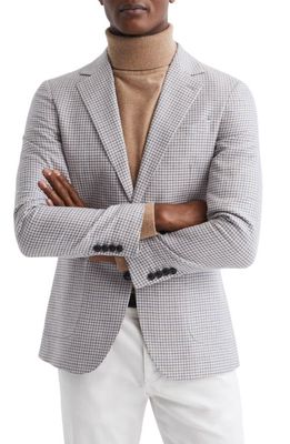 Reiss Huntington Houndstooth Linen & Cotton Sportcoat in Stone