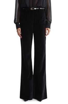 Reiss Isa High Waist Wide Leg Velvet Pants in Black