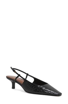 Reiss Jade Croc Embossed Slingback Pump in Black