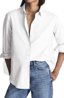 Reiss Jenny Oversize Cotton Button-Up Shirt in White