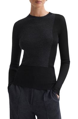 Reiss Jude Crewneck Wool & Silk Sweater in Black Charcoal
