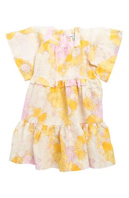 Reiss Kids' Allie Jr. Floral Linen Dress in Yellow Print