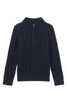 Reiss Kids' Bantham Jr. Cable Knit Quarter Zip Pullover in Navy