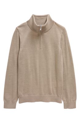 Reiss Kids' Blackhall Jr. Quarter Zip Wool Sweater in Mink