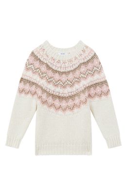 Reiss Kids' Blythe Jr. Fair Isle Crewneck Sweater in Pink