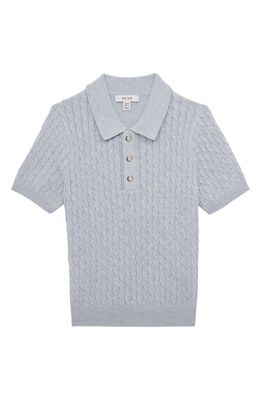 Reiss Kids' Eli Jr. Cable Knit Sweater Polo in Soft Blue