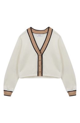 Reiss Kids' Emily Jr. Wool & Cashmere Blend Tennis Cardigan in Ivory