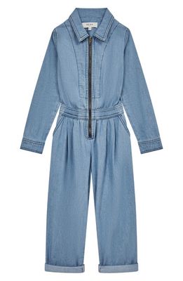 Reiss Kids' Molly Long Sleeve Chambray Jumpsuit in Mid Blue