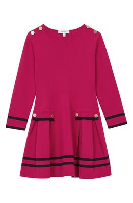 Reiss Kids' Paige Jr Long Sleeve Sweater Dress in Bright Pink