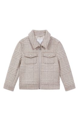 Reiss Kids' Peridoe Jr Wool Blend Shirt Jacket in Oatmeal Check