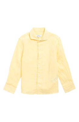 Reiss Kids' Ruban Linen Button-Up Shirt in Lemon