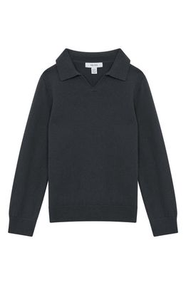 Reiss Kids' Swift Jr. Wool Johnny Collar Sweater in Anthracite
