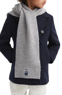 Reiss Kids' Talbert Wool Scarf & Beanie Set in Grey Melange