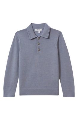 Reiss Kids' Trafford Jr. Merino Wool Polo Sweater in Porcelain Blue