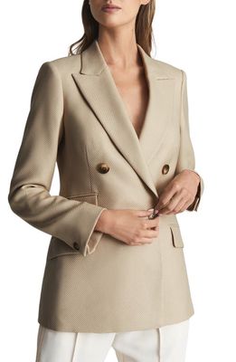 Reiss Logan Double Breasted Wool Blend Jacket in Neutral
