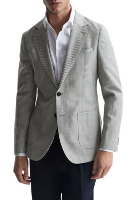 Reiss Matinee Prince of Wales Check Linen & Wool Blend Blazer in Grey
