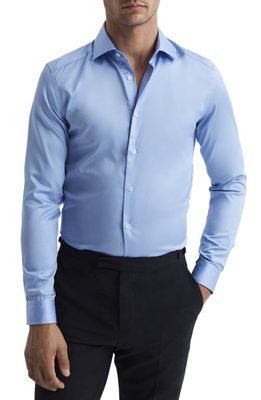 Reiss Men's Remote Cotton Button-Up Shirt in Mid Blue