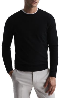 Reiss Men's Wessex Wool Crewneck Sweater in Black